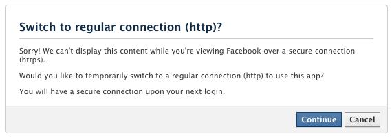 Browsing facebook securely