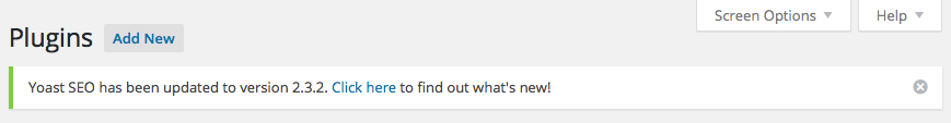 Yoast SEO update nag
